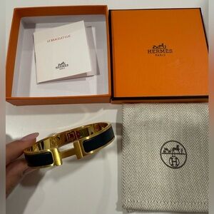 Hermes Gold and Black Clic H Bracelet